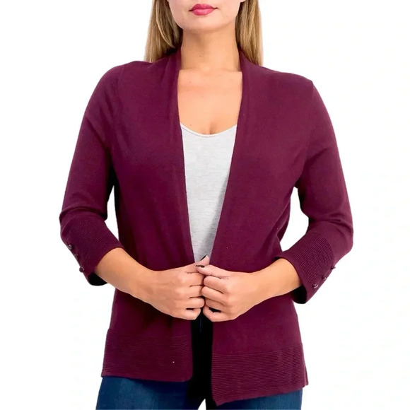 NWT Stitch Fix EVOLUTION by Cyrus Myna Button Sleeve Cardigan Burgundy Small - Picture 1 of 12